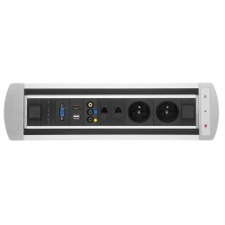 Mediaport obrotowy VAULT, 2 x 230V + 2 x RJ45 + USB + Video + Audio + HDMI + VGA, elektryczny z fotokomórką 
