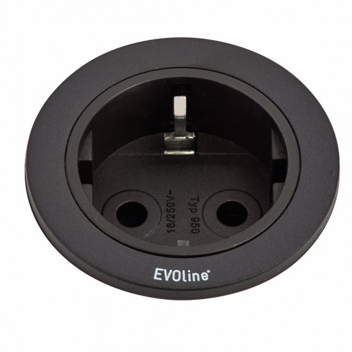 Evoline One 1 gniazdo 230 V CZARNY ring, mediaport Schulte Elektrotechnik