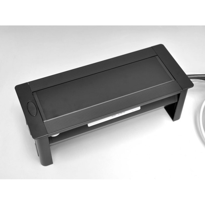 Mediaport obrotowy Turn Comfort czarny - 2x 230V + 2x RJ45 + 2x USB + VGA + Mini Jack
